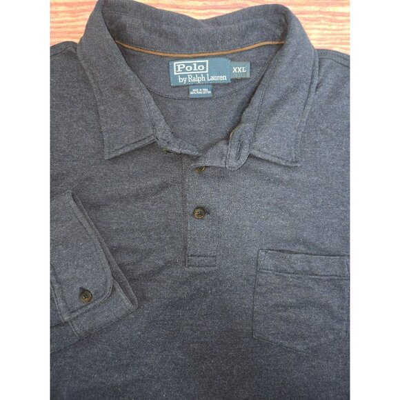 Polo Ralph Lauren Mens Long Sleeve Collared Polo XXL Pima Cotton Navy Blue - Picture 4 of 6